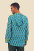 Shirt in printed cotton gauze with hoodie