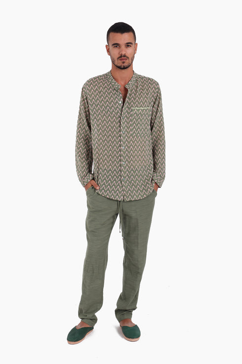 Shirt in printed cotton gauze with button down