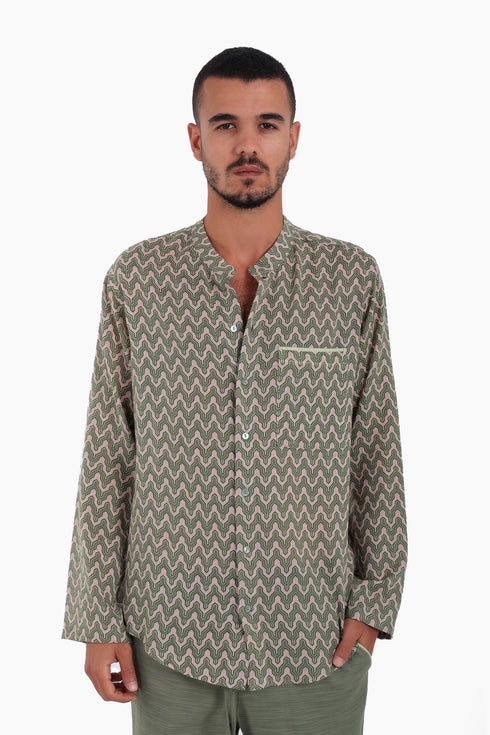 Shirt in printed cotton gauze with button down