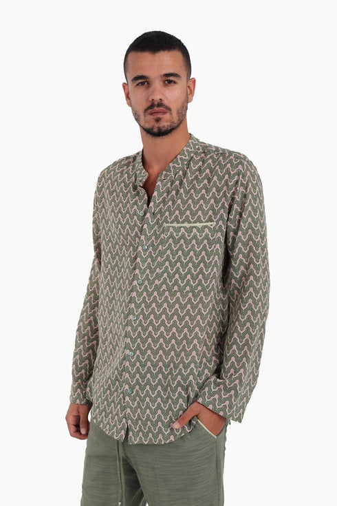 Shirt in printed cotton gauze with button down