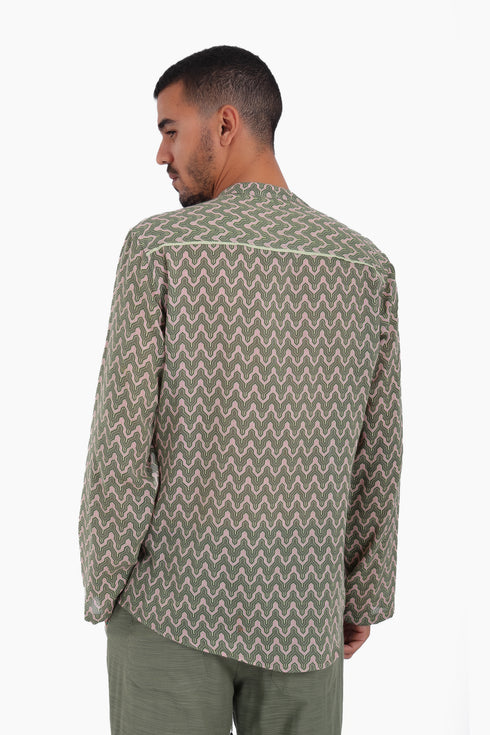 Shirt in printed cotton gauze with button down