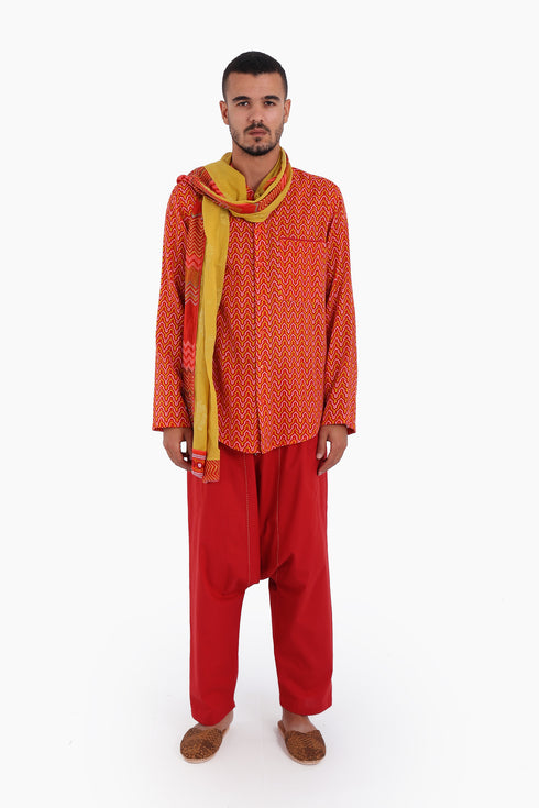 Shirt in printed cotton gauze with button down