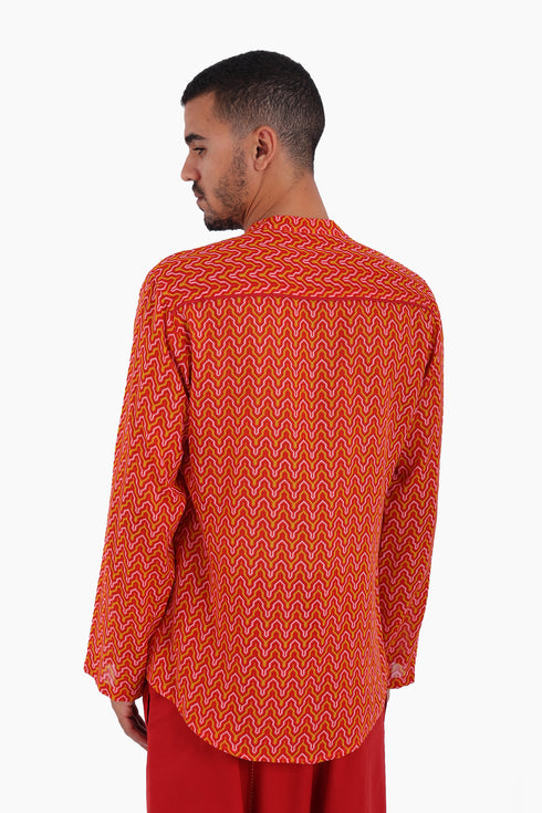 Shirt in printed cotton gauze with button down