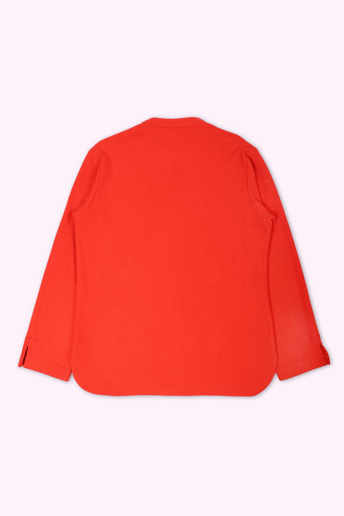 Sweater in cotton blend faux cashmere with round half collar