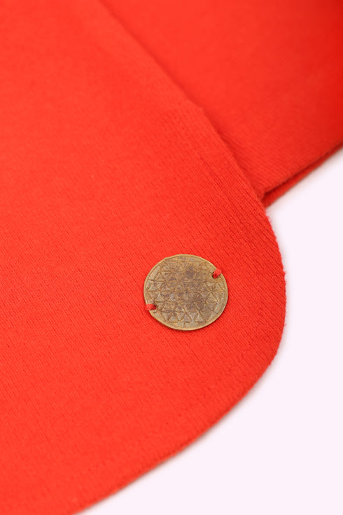 Sweater in cotton blend faux cashmere with round half collar