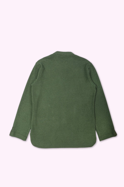 Sweater in cotton blend faux cashmere with round half collar