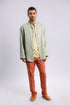 Essential linen shirt with stand collar