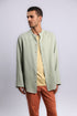 Essential linen shirt with stand collar