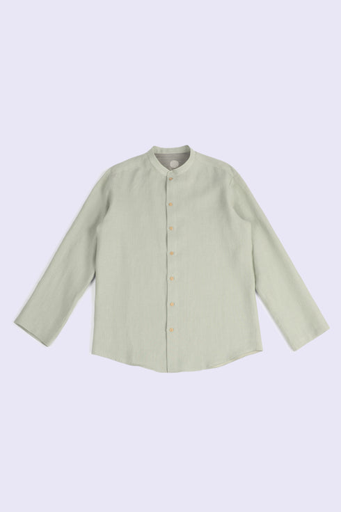 Essential linen shirt with stand collar