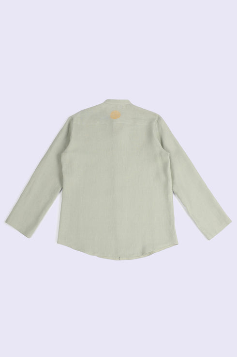 Essential linen shirt with stand collar