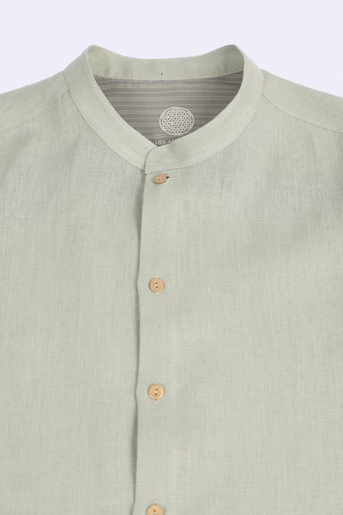 Essential linen shirt with stand collar