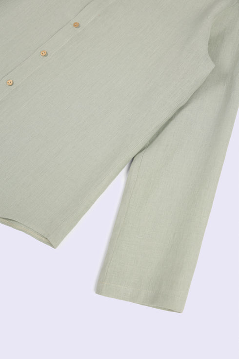 Essential linen shirt with stand collar