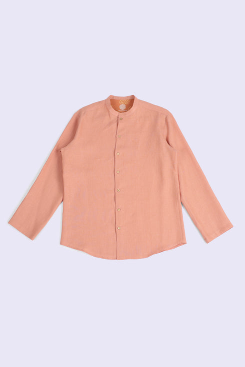 Essential linen shirt with stand collar