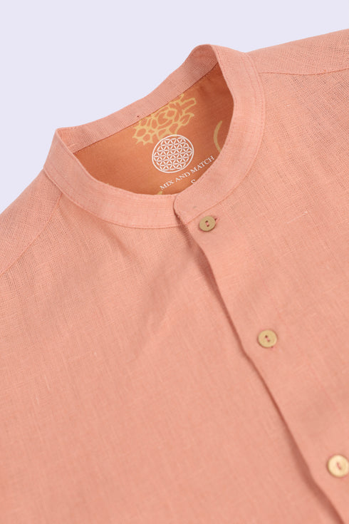 Essential linen shirt with stand collar