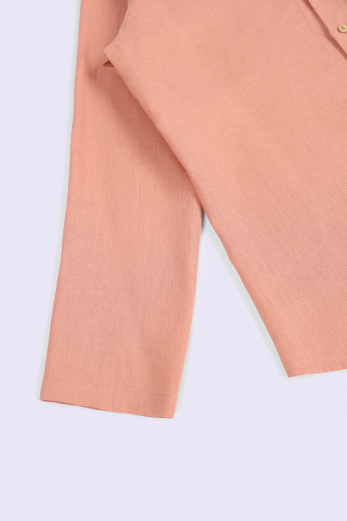 Essential linen shirt with stand collar