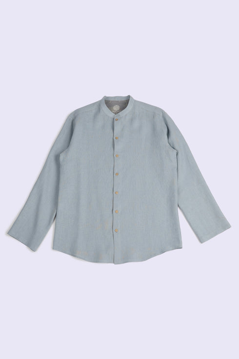 Essential linen shirt with stand collar