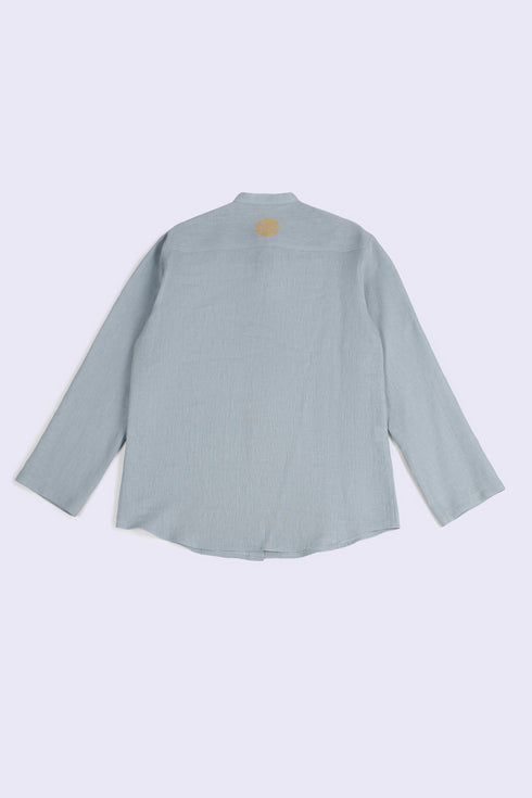 Essential linen shirt with stand collar