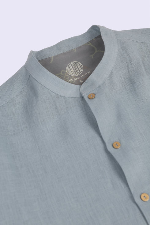 Essential linen shirt with stand collar