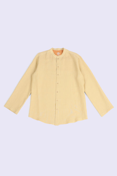 Essential linen shirt with stand collar