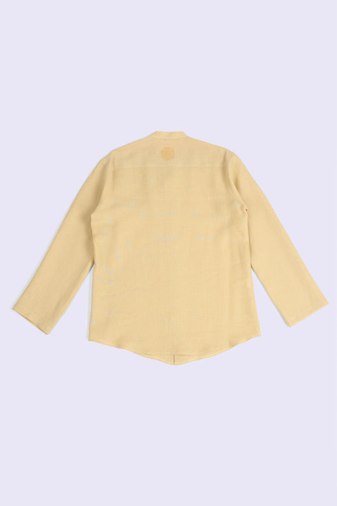 Essential linen shirt with stand collar