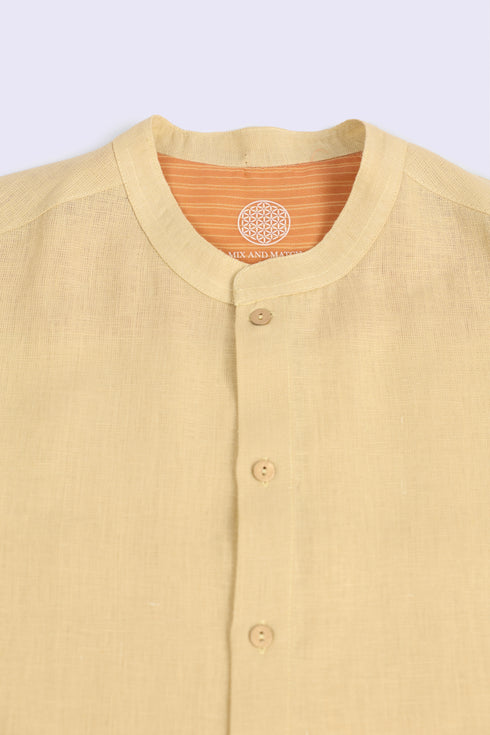 Essential linen shirt with stand collar