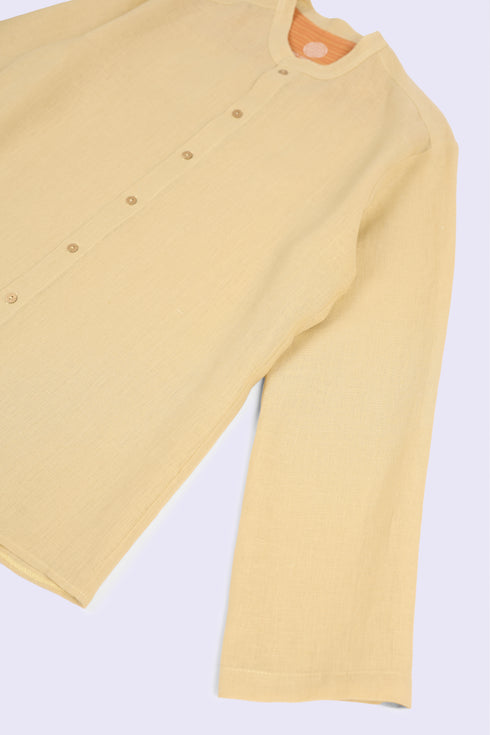 Essential linen shirt with stand collar