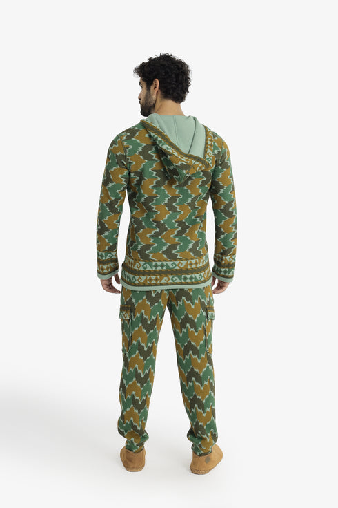 Men’s hooded sweater with V neckline