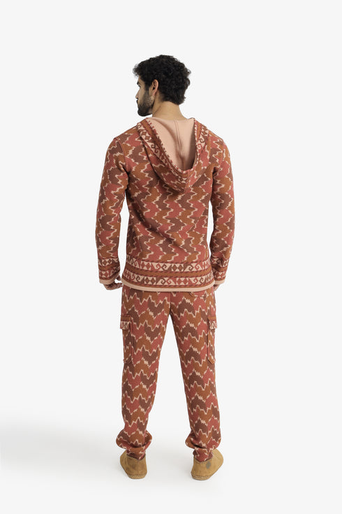 Men’s hooded sweater with V neckline