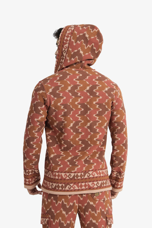 Men’s hooded sweater with V neckline