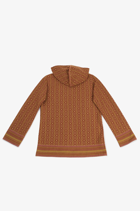 Men’s patterned jacquard hoodie with V neckline