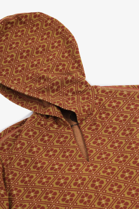 Men’s patterned jacquard hoodie with V neckline