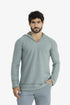 Men’s patterned jacquard hoodie with V neckline