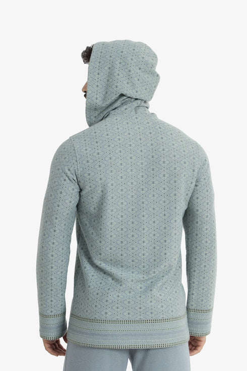 Men’s patterned jacquard hoodie with V neckline