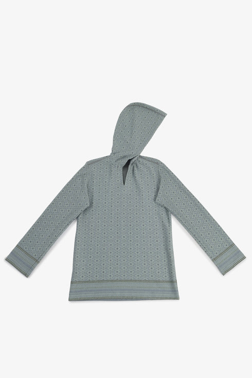 Men’s patterned jacquard hoodie with V neckline
