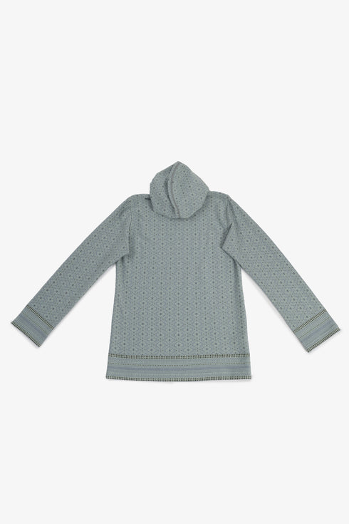 Men’s patterned jacquard hoodie with V neckline