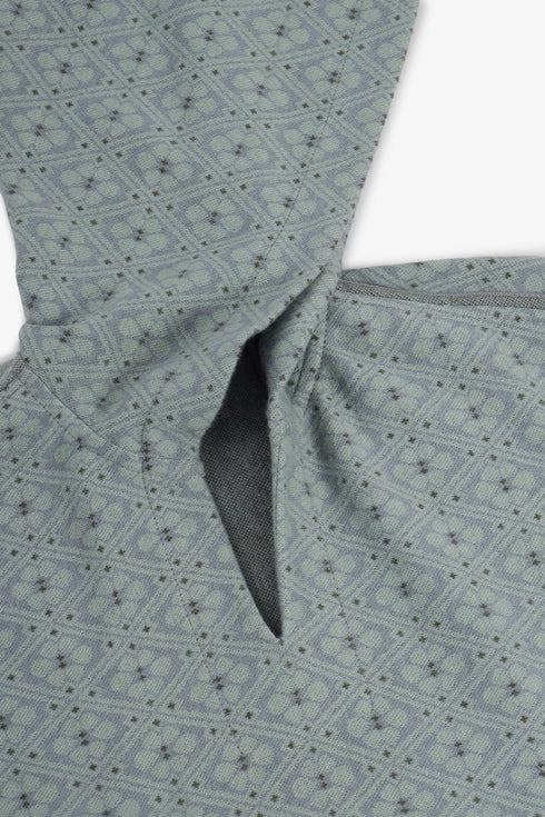 Men’s patterned jacquard hoodie with V neckline