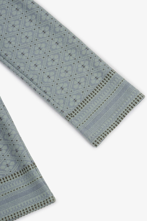 Men’s patterned jacquard hoodie with V neckline