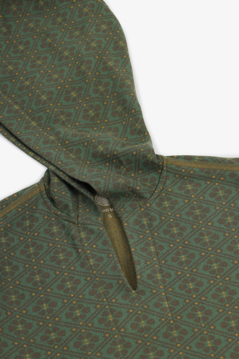 Men’s patterned jacquard hoodie with V neckline