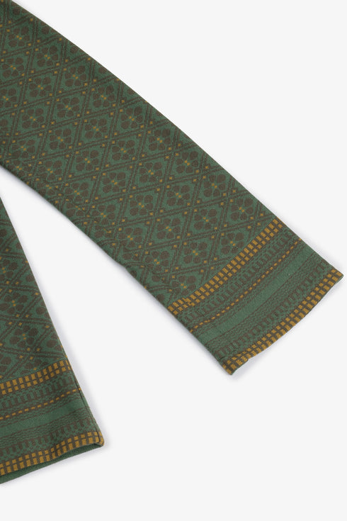 Men’s patterned jacquard hoodie with V neckline