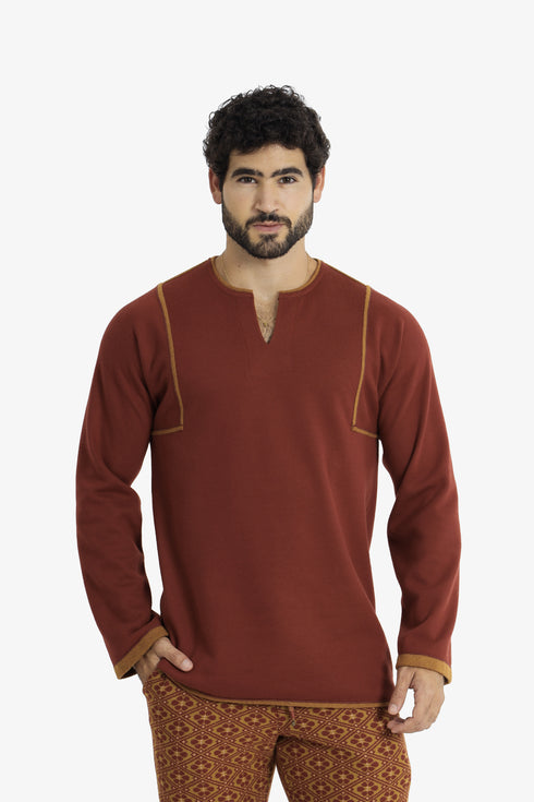 Reversible sweater with slit neckline