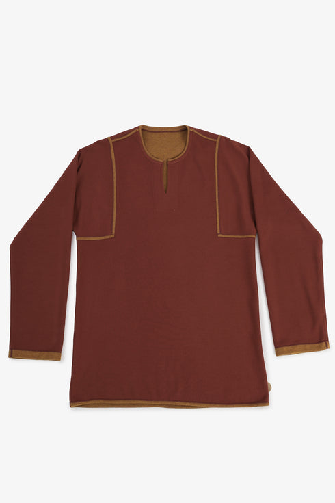 Reversible sweater with slit neckline