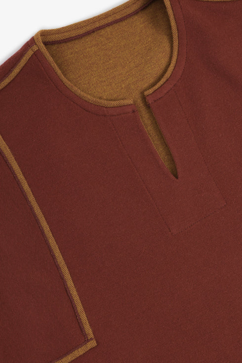 Reversible sweater with slit neckline