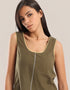Sleeveless tank top with round front and back neckline