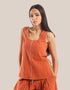 Sleeveless tank top with round front and back neckline