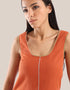 Sleeveless tank top with round front and back neckline