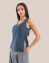 Sleeveless tank top with round front and back neckline