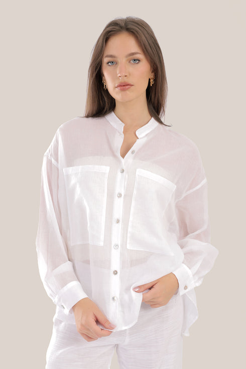 Oversized voile shirt with Long sleeves