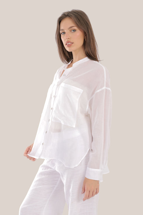 Oversized voile shirt with Long sleeves