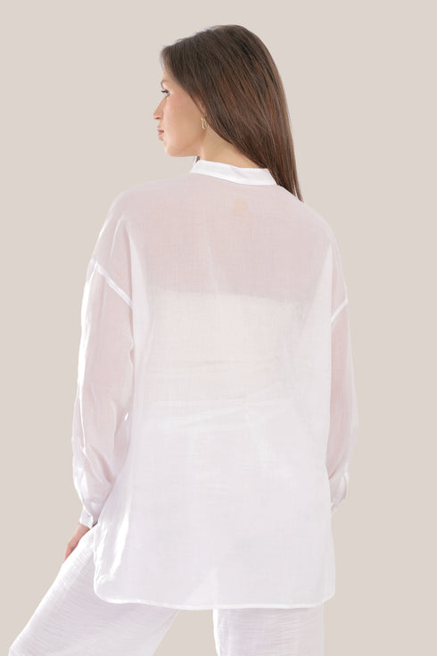 Oversized voile shirt with Long sleeves