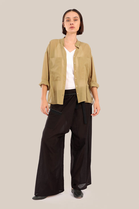 Oversized voile shirt with Long sleeves